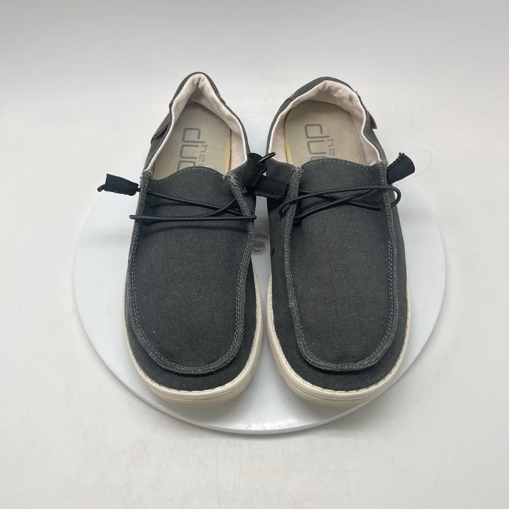 Hey Dude Shoes Womens 10 Wendy Chambray Gray Canvas Walking Casual Slip Ons‎